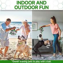Pet Dog Toy With Woven Strap Football Interactive Indoor Outdoor Regular Ball Toy For Large, Medium, Small Dogs - White - View 4