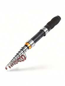 One Black Short Mini Fishing Rod, Compact Design - Ultra-Portable And Space-Saving Design With A Smooth Telescopic Mechanism, Telescopic Sea Fishing Rod, Outdoor Fishing Tackle, Suitable For Lakes, Rivers, Streams, Oceans, Bays And Winter Freshwater, Saltwater And Ice Fishing (Excluding Pufffish). - Multicolor - View 2