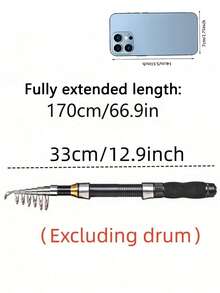One Black Short Mini Fishing Rod, Compact Design - Ultra-Portable And Space-Saving Design With A Smooth Telescopic Mechanism, Telescopic Sea Fishing Rod, Outdoor Fishing Tackle, Suitable For Lakes, Rivers, Streams, Oceans, Bays And Winter Freshwater, Saltwater And Ice Fishing (Excluding Pufffish). - Multicolor - View 3