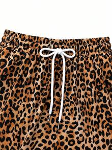 Manfinity Dauomo Men's Leopard Print Drawstring Waist Casual Versatile Daily Outing Shorts - Orange - View 4