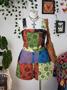 Sunspun Plus Size Women's Summer Bohemian Multi-Color Overalls - Multicolor - View 7
