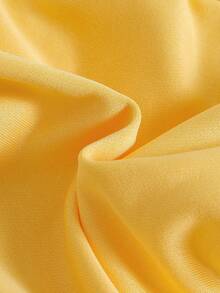 SHEIN Newborn Baby Girl Casual Sweet 3D Flower Sweatshirt And Ribbed Long Pants Set - Yellow - View 8