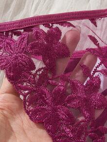 Myrelith Purple Romantic Pastoral Women's Embroidered 2-Piece Sexy Set - Violet Purple - View 6
