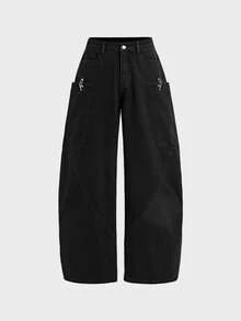 SWAVVY Men's Striped Button Pocket Casual Versatile Daily Travel Jeans, Young Daily Style,Summer, - Black - View 2