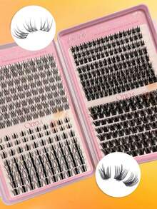 400pcs D Curl Cluster False Eyelashes Set, Large Capacity DIY Individual Lashes 10-16mm, Lightweight Reusable Fluffy Eyelash Extensions For Beginners, Daily & Travel Makeup - Burnt Orange - View 5