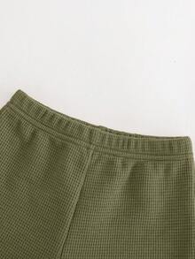 Cozy Pixies 男嬰字母印花短袖T恤與短褲休閒套裝 - 綠色 - 查看 5
