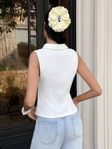 Cévolie Áo blouse thiết kế phối lưới màu trắng kem mới - trắng - Xem 2