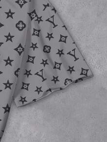 Manfinity Dauomo Men's Pentagram & Letter Print Round Neck Short Sleeve Casual Versatile T-Shirt - Multicolor - View 3