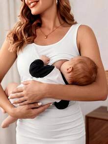 Modmama Women's Fashionable Solid Color Sleeveless Nursing Tank Top For Maternity - Multicolor - View 5