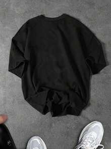 Sport MetroGents 男士简约印花圆领短袖运动T恤，轻薄款 - 黑色 - 查看 2