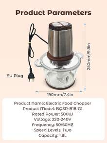 Electric Meat Grinder EU Plug, 2 Speed Stainless Steel Food Chopper With Glass Bowl, Multi-Function Mini Food Processor For Meat Vegetables Onion Garlic - View 5