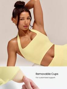 GLOWMODE 2 Pieces FeatherFit™-Sculpt Super Set Adjustable Halter Sports Tank Top & 4.3" Y-Shaped Butt Crossover Waist Active Shorts Set Medium Impact Workout Jogging Gym Training - French Vanilla - View 3