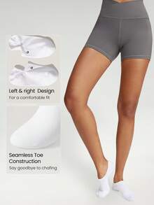 GLOWMODE 3 Pasang Kaos Kaki Tak Terlihat Tanpa Terlihat, Walk A Mile Soft Grip, Cocok untuk Latihan Harian di Studio dan Gym - Putih - View 4
