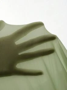 MaterniChic 優雅孕婦不對稱領口洋裝，附飄逸肩帶，高雅洗鍊風格 - 綠色 - 查看 9