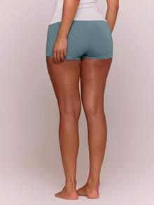 MUSERA ESSENTIALS Cotton Blended Fitted Micro Mini Shorts Spring Summer Holiday Everyday Cute Daily Basics Simple Essential - Blue - View 5