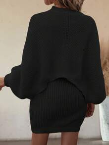 SHEIN Clasi Women Sweater Co-ords Plain Casual - Hitam - View 2