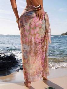 Opulessa Women's Tropical Plant Print Side Tie Waist Cover-Up Skirt - Multicolor - View 6