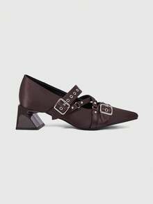 ROMWE Grunge Punk Commuting Four Seasons Versatile Cute Casual Generous Bare Feet. Women's High Heel Shoes - Bronze - View 6
