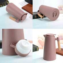 1-Liter Double-Walled Glass Mug With Wooden Handle, Large Capacity For Home Use, Coffee Accessories, Back To School - Multicolor - View 7