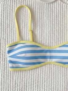 Elavelle Women's Spring/Summer Random Print Spaghetti Strap Bikini Top - Multicolor - View 5