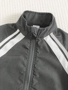 SHEIN 嬰兒男童女童秋冬裝套裝，2件/套 - 灰色 - 查看 4