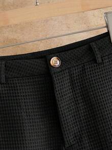 HIMLAND Men's Solid Color Pocket Casual Versatile Shorts - Black - View 5