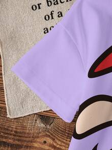 THE POWERPUFF GIRLS X SHEIN Kleine Mädchen Buchstaben & Cartoon Muster Rundhals Kurzarm T-Shirt und Shorts Casual Tagesoutfit - Weiss - Übersicht 4