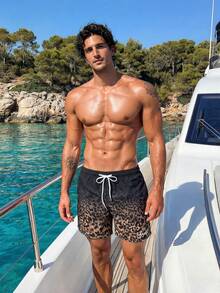 Manfinity Swimmode Men's Summer Beach Comfortable Breathable Drawstring Leopard Print Colorblock Beach Shorts Holiday / Vacation / Beach / Hawaii / Tropical / Swim /  Ba - Multicolor - View 5