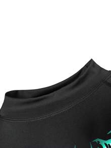 Gym Rark Men's Graphic Print Color Block Stand Collar Long Sleeve Sports T-Shirt - Black - View 4