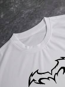 Gym Rark Men's Casual Wing Print Round Neck Short Sleeve Sports T-Shirt, Summer, Gym, Holiday - Black - View 5