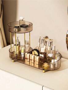 Rotating Cosmetic And Makeup Brush Storage Box, 360-Degree Rotating Storage, Suitable For Women's Use, Desktop Perfume And Skincare Product Organizer, Rotating Pen Holder, Makeup Brush, Lipstick And Powder Puff Storage Box. - Multicolor - View 10