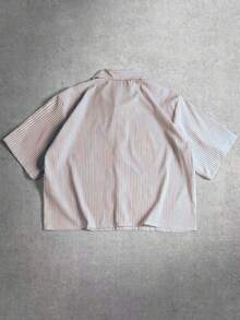 STYNVO 男士字母條紋短袖單排扣休閒襯衫 - 粉色 - 查看 2