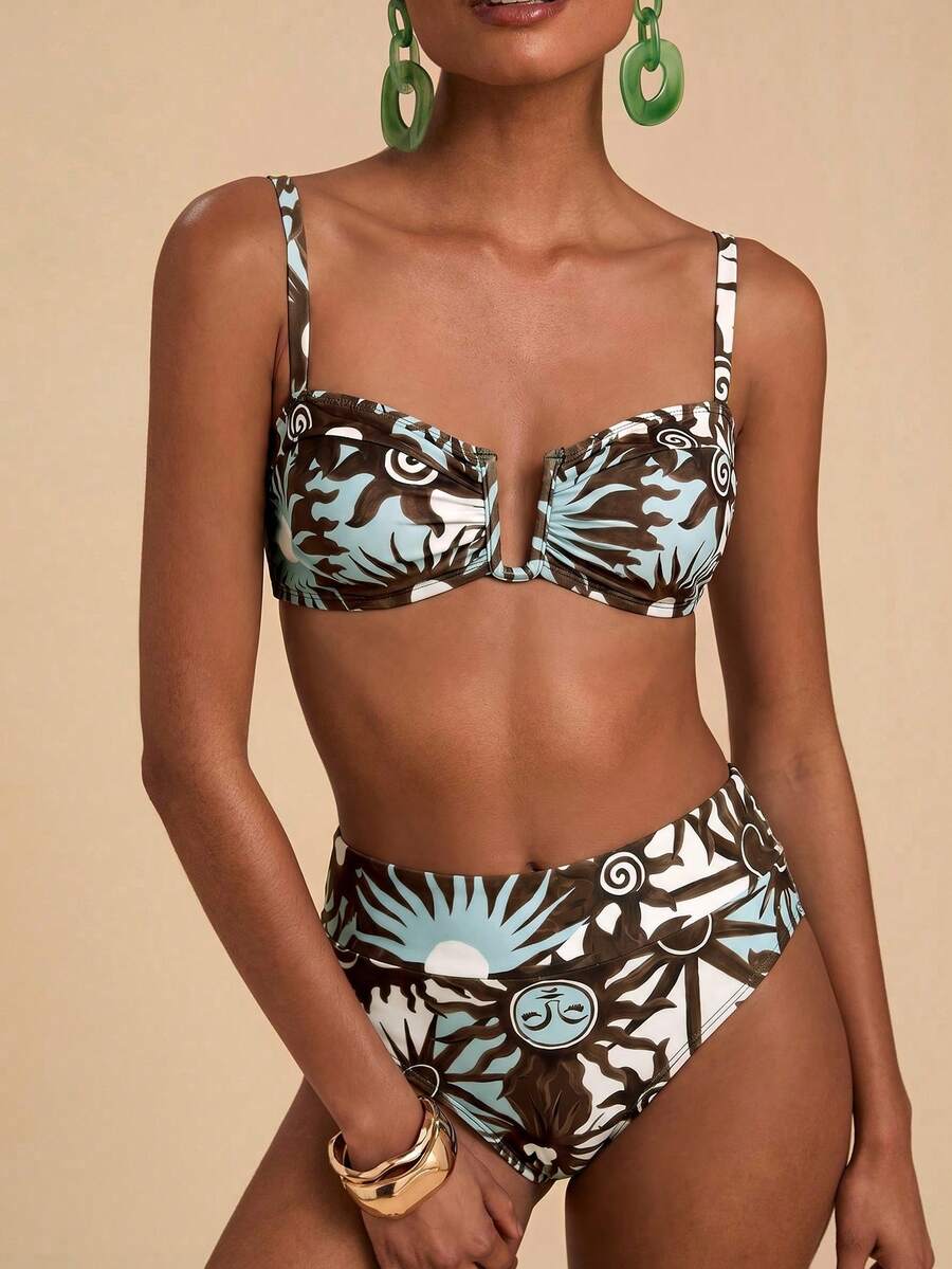 Travachic Women's Vacation Beach Sun Print Swimsuit Set - Multicolor - View 1