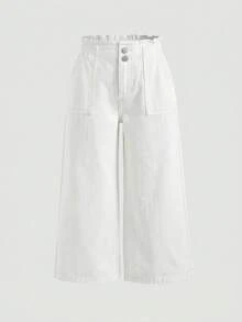 SHEIN 3pcs Dark Blue, Medium Blue, Light Blue Loose Denim Long Pants For Girls - Multicolor - View 8