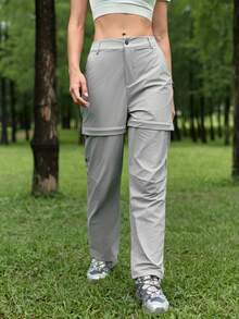 In My Nature Women's High Waist Detachable Design Loose Hiking Pants - Light Grey - View 10