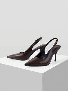 Mnmlis Elegant Workplace Daily High Heels Women Pointed Thin Heel Comfortable Insole Shoes - Brown - View 2