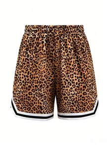 Manfinity Dauomo Men's Leopard Print Drawstring Waist Casual Versatile Daily Outing Shorts - Orange - View 2