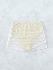 Swim Vcay 女款素色抓皺海灘度假泳裝下身裙 - 白色 - 查看 6
