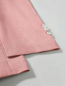 Manfinity Mode Men's Business Casual Long Sleeve Button-Up Blazer And Casual Pocket Trousers Suit Set, Formal - Pink - View 7