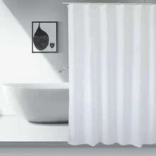 1 pieza Cortina de ducha blanca impermeable & resistente al moho de diseño simple - Blanco - Ver 3