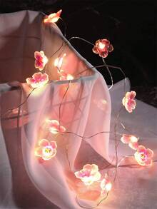 1PC LED Pink Cherry Blossom Light String, LED Flower Garland Lights, Battery Operated, For Holiday, Wedding, Indoor, Bedroom, Garden, Party, Birthday, Celebration Decorations - Pink cherry blossoms - View 5