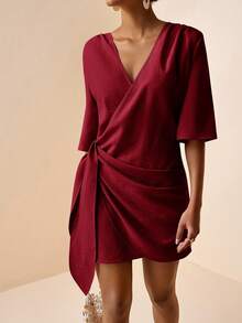 Slaydiva 2026 大尺碼春夏音樂祭商務約會晚宴晚會早午餐正式復活節雞尾酒優雅生日酒紅 - 酒紅色 - 查看 6