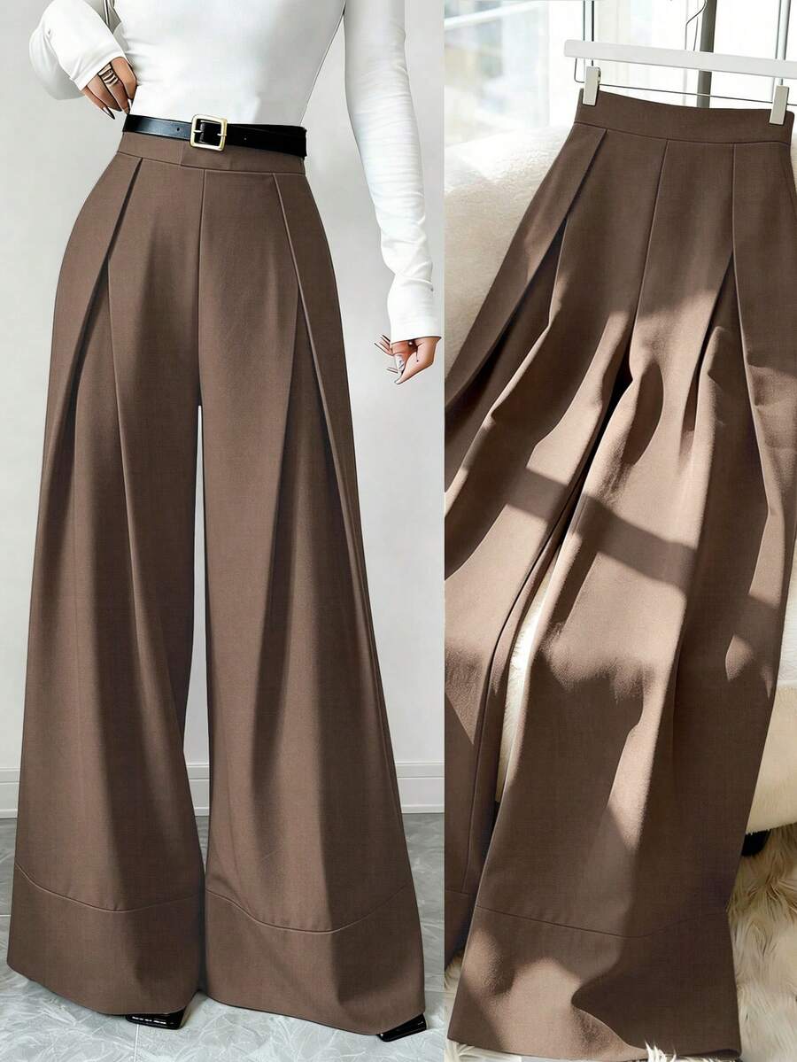 Selianne Women's New Commuter Versatile Minimalist Straight Leg Pants - Brown - View 1