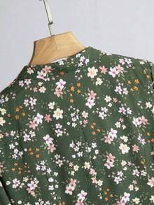 Al Najma Women's Floral Long Sleeve Ruffle Hem Elegant Arabian Dress - Multicolor - View 4