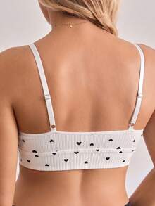 Moonlight&Mama Sweet Heart Print Nursing Tank Top Bra, Convenient Nursing Buckle Design Maternity Nursing Bra For Women - White - View 2