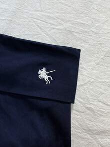 IslaSuriya 大尺碼女款素色馬刺繡休閒修身短褲 夏季 - 藏蓝色 - 查看 3