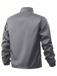 Manfinity Homme Men's Stand Collar Zipper Casual Versatile Daily Travel Long Sleeve Jacket - Light Grey - View 2