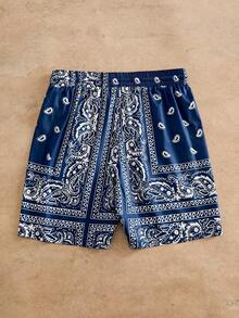 HIMLAND Mens Blue Paisley Bandana Print Drawstring Summer Shorts For Casual Wear
Mens Stylish Blue Paisley Print Shorts - Blue - View 2