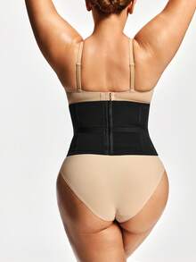 SHAPORA Plus Size Waist Trainers, Shaping & Slimming With Button-Up Design - Black - View 2
