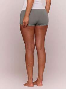 MUSERA ESSENTIALS Cotton Blended Fitted Micro Mini Shorts Spring Summer Holiday Everyday Cute Daily Basics Simple Essential - Grey - View 5